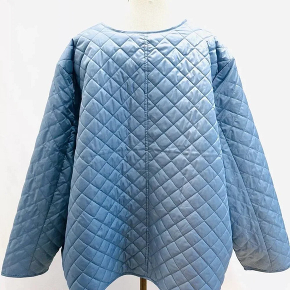 NWT CROFT&BARROW Women Button Down Collarless Quilted Blue Jacket Lightweight 4X - Picture 12 of 15
